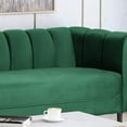 thumbnail image 6 of Christopher Knight Home Miranda Velvet 3 Seater Sofa, Emerald, Dark Brown, 6 of 8