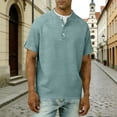 thumbnail image 4 of HBYJLZYG Men's Cotton Linen Blend Henley T-Shirt with 3-Button Placket, Short Sleeve, Raglan Sleeve, Breathable, S-XXXXL for Everyday & Outdoor, 4 of 8