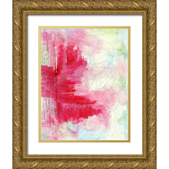 Ogren, Sarah 15x18 Gold Ornate Wood Framed with Double Matting Museum Art Print Titled - Watermelon Seeds Abstract