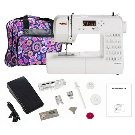 Janome DC1050 50 Stitches Computerized Sewing Machine with Janome Purple Paisley Machine Bag
