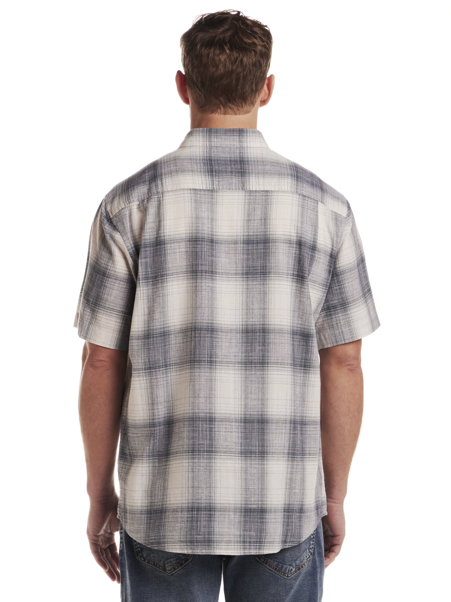Frontier Threads Men's Short Sleeve Linen Like Plaid Buttondown Shirt