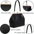 thumbnail image 7 of SQDWYGUO Kiss Lock Frame Handbag, PU Leather Shoulder Tote Bag Messenger Hobo Clutch Purse for Women Formal Work Leisure,Pure Black,1, 7 of 7