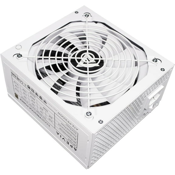 Apevia ATX-PR1000W-WH PCIE 5.0 & ATX 3.0 Prestige 1000W 80  Gold Rated, PCIE 5.0 / Gen 5 12VHPWR Connector, Active PFC ATX Gaming Power Supply White