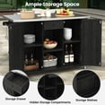 thumbnail image 3 of 63.5" All-Weather Outdoor Kitchen Island, Foldable Stainless Tabletop & 4-Tier Storage, Built-in Bottle Opener, Lockable Wheels, PE Rattan for BBQ, Patio, Black, 3 of 9
