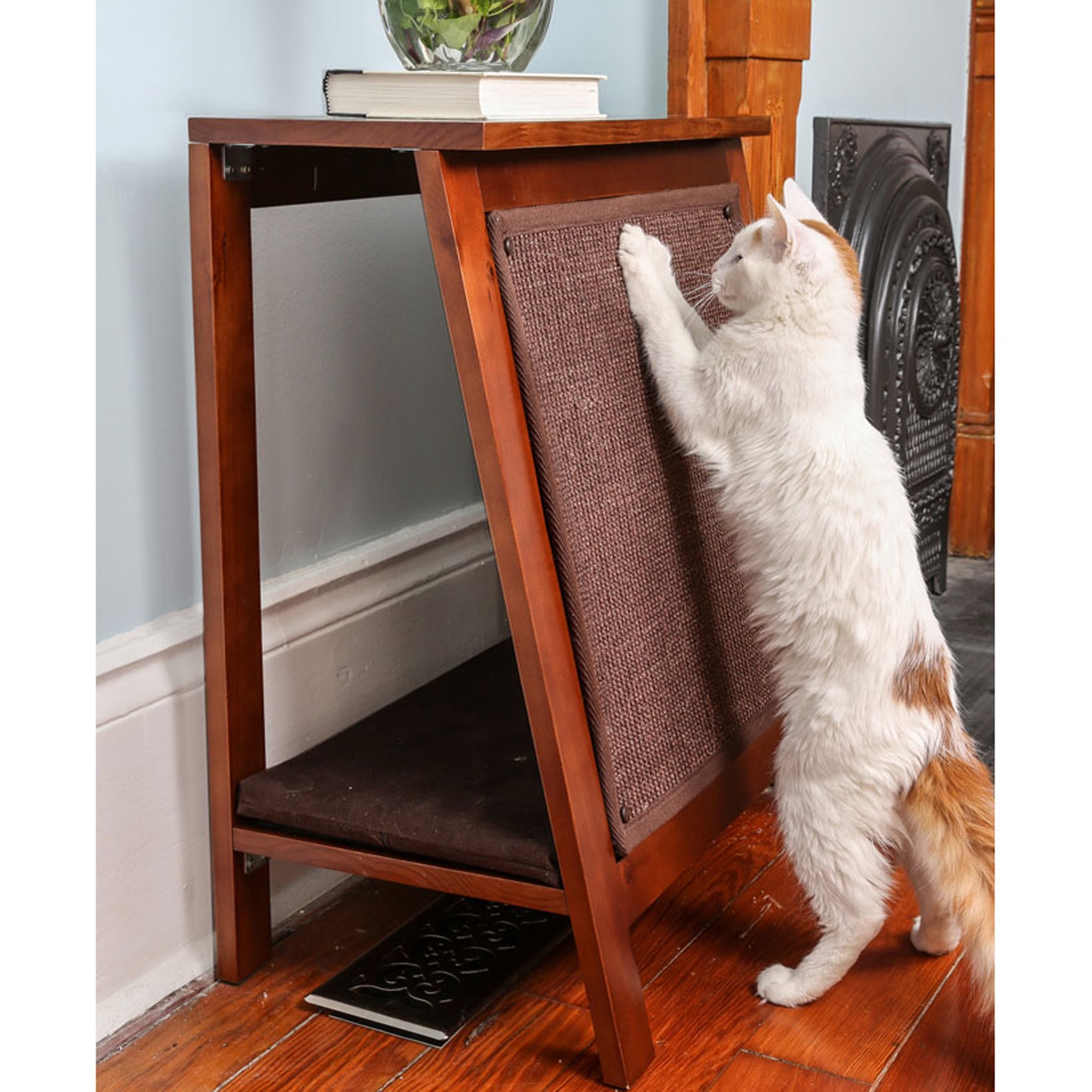 The Refined Feline A-Frame Cat Bed, Mahogany