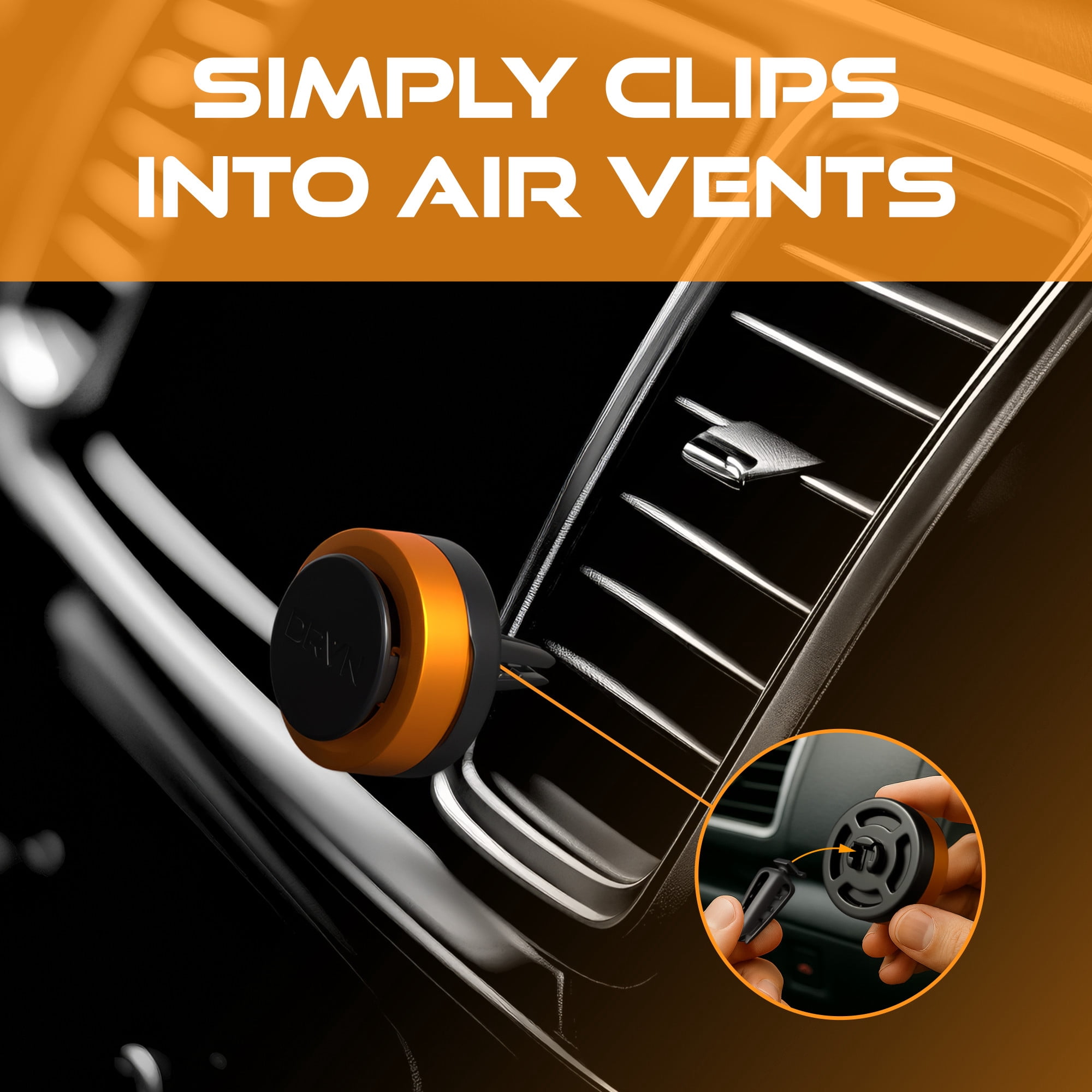 DRVN Mini Vent Clip Car Air Freshener, Desert Spirit Scent (2 Count), Delivers Sharp Citrus and Spice Cut Through Rich Woods