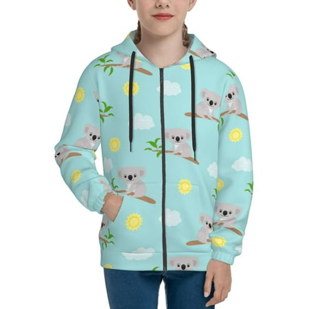 

Hoodies for Teen Girls Boys Sun Clouds Koala Long Sleeve Youth Kids Essentials Zip Up Hoodie Lghtweight Fashion Hoodies & Sweatshirts Jacket Fall Winter Outfits Tops