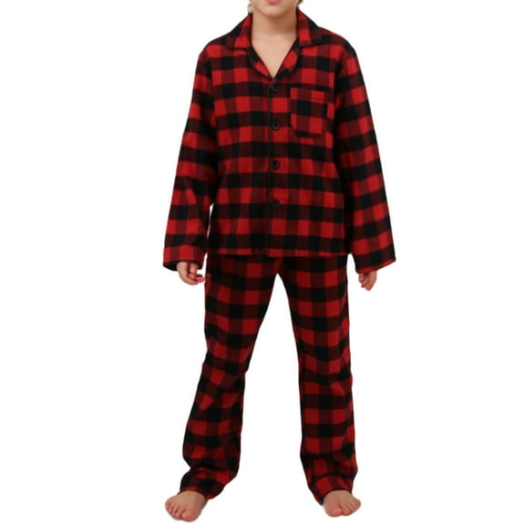 YUSHOW Boys & Girls Long Sleeve Ultrasoft Holiday Flannel Pajama Set, 2 Piece, Size 7-13Y