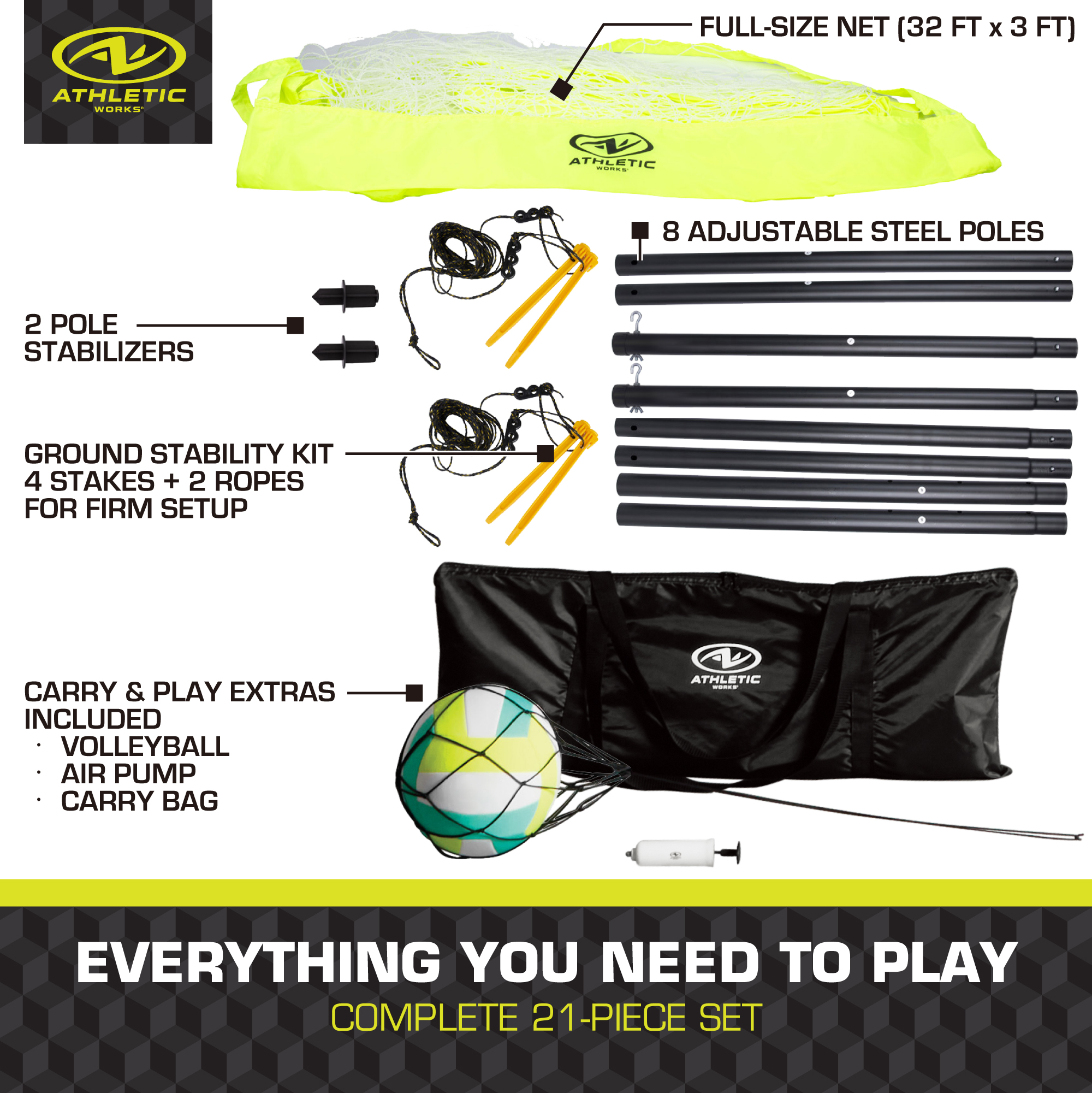 Athletic Works Volleyball Net Set with Ball photo 3