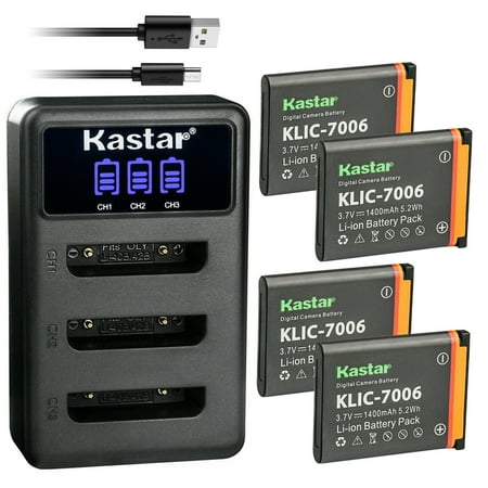 Kastar 4 Pack Battery and LCD Triple USB Charger Compatible with Kodak LB-012 Battery and Charger Kodak PixPro FZ51 (KDK-FZ-51BL) PixPro FZ52 PixPro FZ53 PixPro SL5 Smart Lens