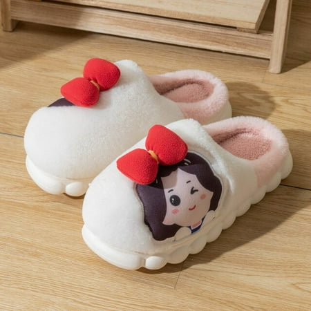 

CoCopeanut Kawaii Princess Plush Slipper Cute Girls Bedroom Home Fuzzy Women Slippers Winter Warm Female Indoor Faux Fur Shoes Slides