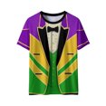 thumbnail image 2 of Cutuoiiu Unisex Carnival Printed Round-neck Short Sleeve Mardi Gras T-Shirts Gifts, 2 of 8