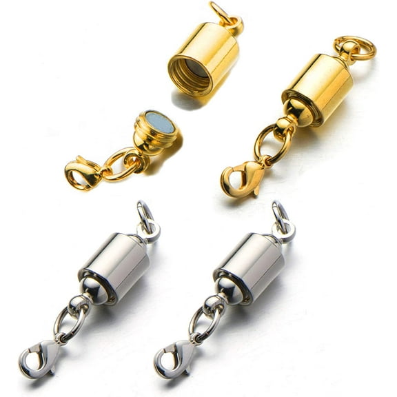 Magnetic Jewelry Clasps for Necklace Bracelet, Screw-in System Lobster Clasp, Silver/Gold 4pcs