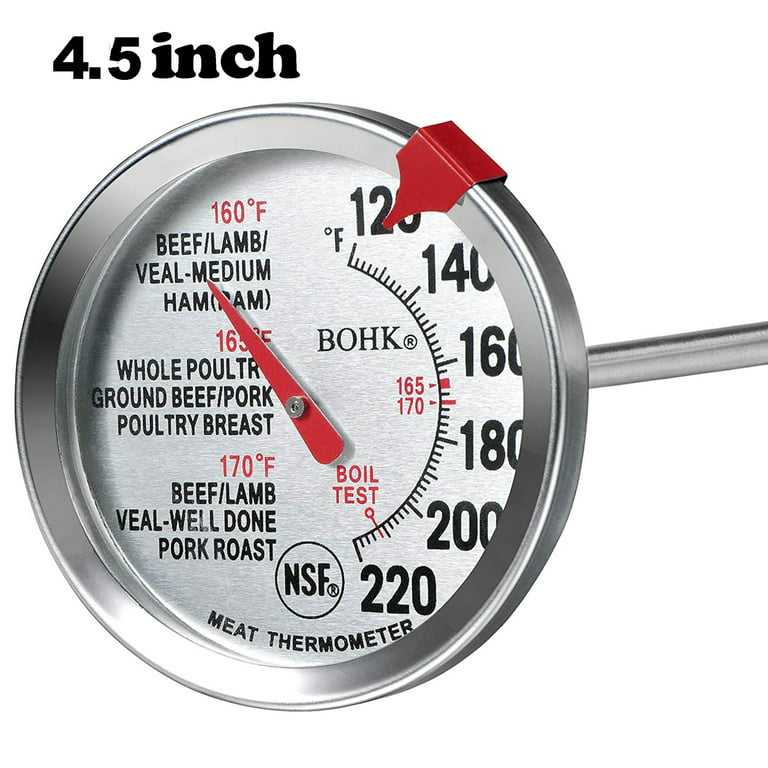 2.5 inch Large Dial Poultry Meat Thermometer Roasting Thermometer -Cooking  Thermometer in Oven Safe Easy-Read Stainless Steel Best For BBQ Cooking