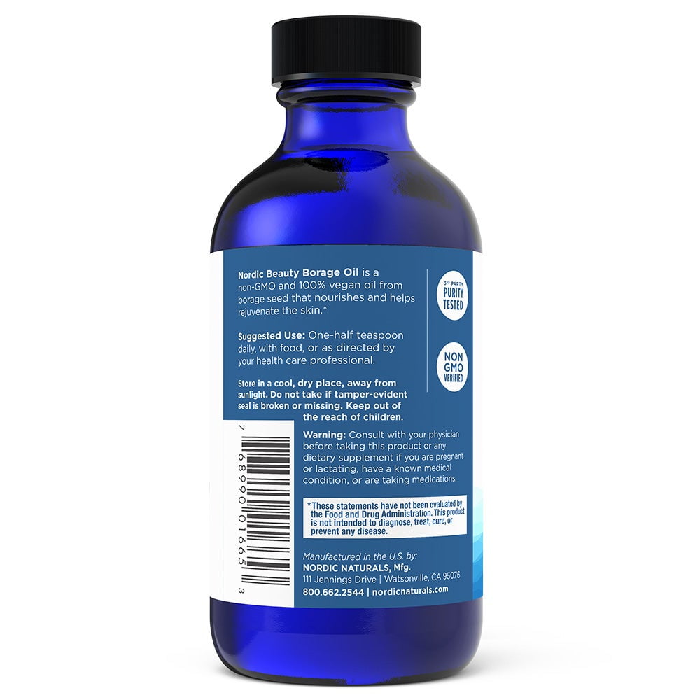 Nordic Naturals Nordic Beauty Borage Oil Liquid, 480 Mg GLA, Vegan, 4 Fl Oz