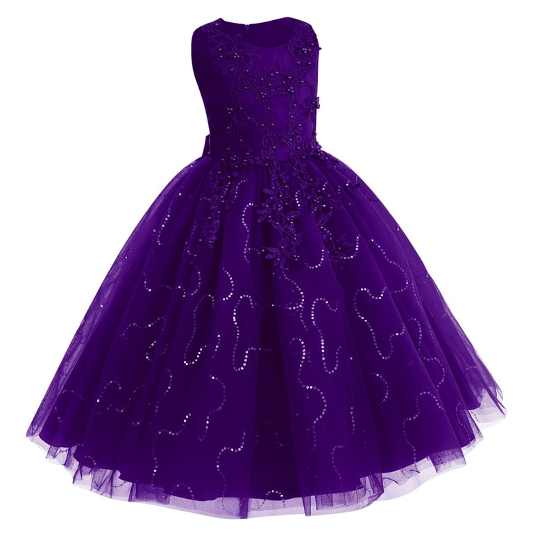 IBTOM CASTLE Flowers Girls Tulle Lace Dress for Kids Wedding