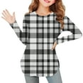 thumbnail image 2 of Boys Girls Plaid Long Sleeve Shirts Casual Crew Neck Loose Pullover Tops Soft Comfy Cute Sport Athletic Fashion Tunic Blouses (Black,3 Years), 2 of 6