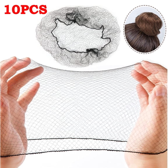 10Pcs Hair Net 20Inch Packed Individually High Elastic Invisible Hair Nets for Women Buns Food Service Dancer Cooking Wigs(Black)