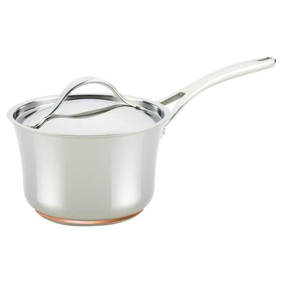 Anolon Nouvelle Copper Stainless Steel Saucepan with Lid, 3.5 Quart, Silver