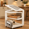Modern 4 Tier White C-Shaped End Table, 15.6