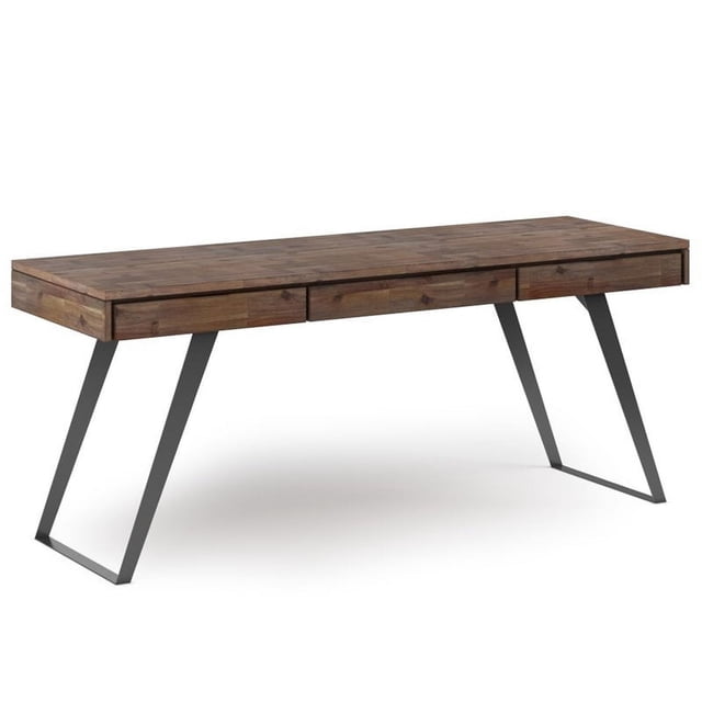 Simpli Home Lowry 72" Solid Wood Modern Computer Desk in Rustic Aged Brown