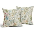 thumbnail image 2 of Spring Pink Floral Pillow Covers 16x16 Inch Sage Green Wild Flower Plant Butterfly Decorative Pillow Cases Vintage Seasonal Cushion Covers Farmhouse Home Decor for Porch Couch Outdoor Set of 2, 2 of 6