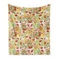 thumbnail image 1 of Rowan Soft Flannel Fleece Throw Blanket, Wilderness Rural Nature Theme in Autumn Season Rowan Flora Plant Shrubs, Cozy Plush for Indoor and Outdoor Use, 50" x 60", Green Orange Yellow, by Ambesonne, 1 of 6