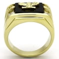thumbnail image 3 of IP Gold(Ion Plating) Stainless Steel Ring with Semi-Precious Agate in Jet for Women Animals Theme Jet Stone Color Style TK793 Size 13, 3 of 3
