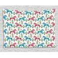 thumbnail image 1 of Horses Tapestry, Traditional Swedish Dalecarlian Animal Shapes and Floral Arrangement Scandinavian, Wall Hanging for Bedroom Living Room Dorm Decor, 60W X 40L Inches, Multicolor, by Ambesonne, 1 of 2
