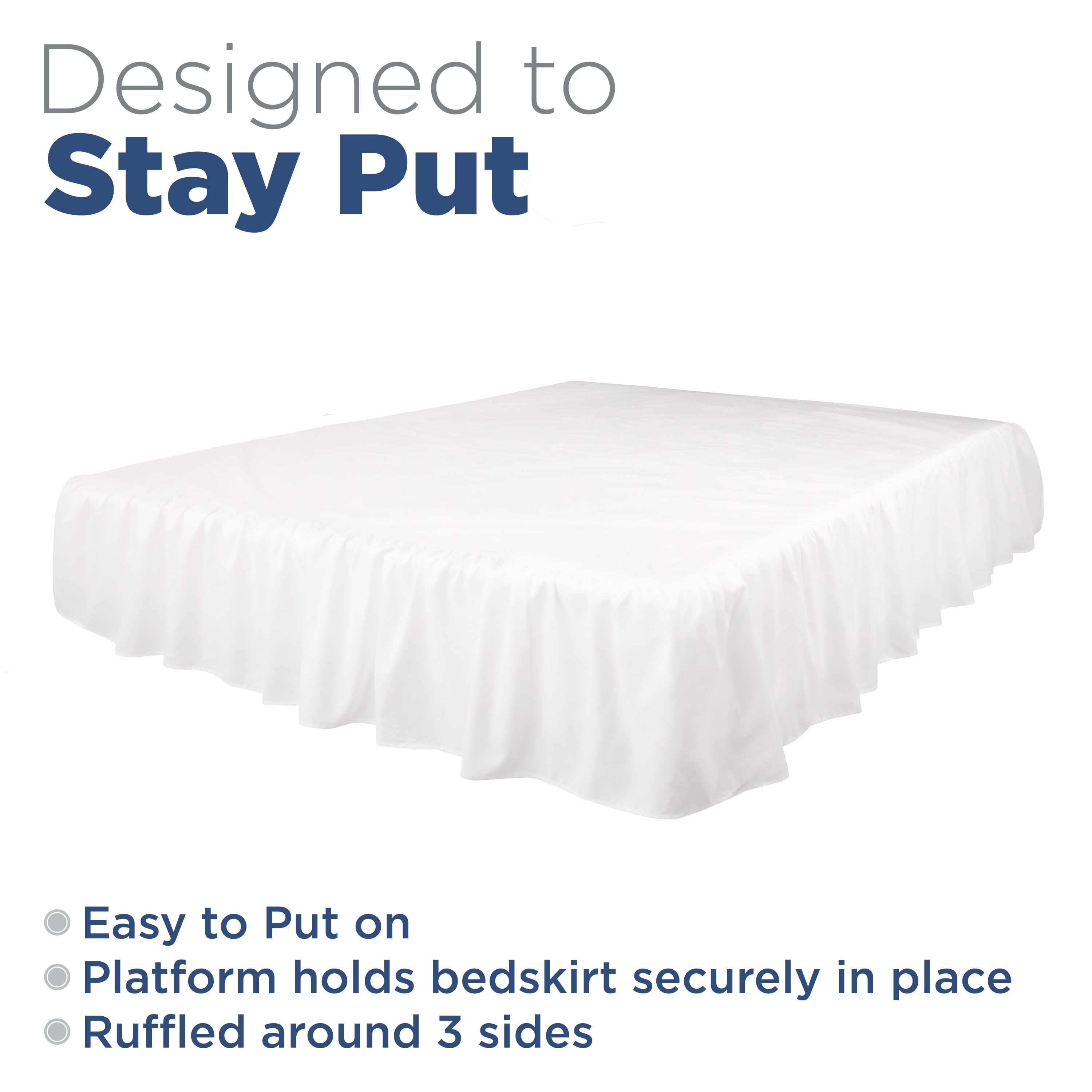 Martex Full Bed Skirt | Ruffled 100% Microfiber Dust Ruffle | 16" Drop | White