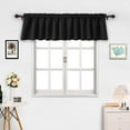 thumbnail image 2 of The Great American Store Decorative Polyester Window Valances Solid Black Gathered Style (42" x 21") 3" Rod Pocket, 1 Pack - Suitable for Kitchen, Living Room, Bedroom, Cafes, 2 of 5