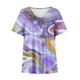 thumbnail image 4 of Black*Friday Deals Clothes under $5 GaThRRgYP Womens Plus Size Tops,Women Plus Size Short Sleeves V-Neck Print Blouse Pullover Short Sleeve Blouses Purple S, 4 of 6