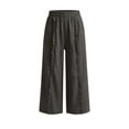 thumbnail image 5 of Oksale Linen Pants Women Petite Loose Wide Leg Ruffle Pull On Pants with Pockets Elastic Waist Summer Cotton Trousers Dark Gray M, 5 of 8