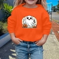 thumbnail image 2 of Byoo Little Girl's Simple Fall Printed Sweatshirt Long Sleeve Graphic Sweatshirts Play Casual Pullover,Orange, 2 of 4