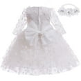 thumbnail image 1 of Odeerbi Niñas Vestido Princesa Bordado Floral Tul Vestido Niña Flor Noche Vestidos Formales Bebé Vestido de Fiesta Manga Larga Con Cinta En La Cabeza, 1 of 8