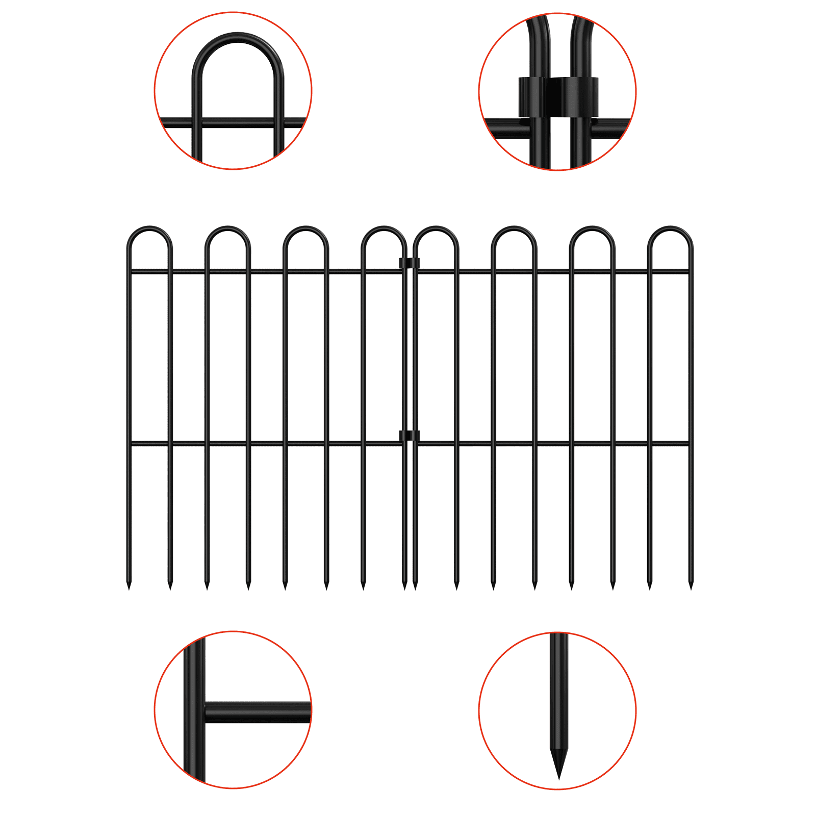 25 Piece Decorative Garden Fence, 16.5" (H) x 26FT (L) Animal Barrier Fence Arched