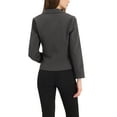thumbnail image 4 of INSPIRE CHIC Women's Blazer Open Front Wear-to-Work Summer Crop Suit Jacket L Dark Grey-Solid, 4 of 7