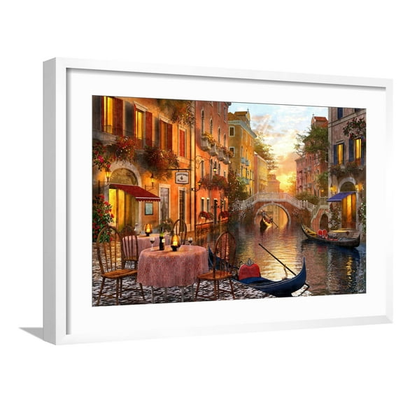 Art.com The Venitian Sunset Art Print by Dominic Davison, White Frame Wall Art, 29" x 21"