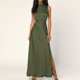 thumbnail image 4 of Vestidos de Fiesta Elegantes de noche largo con abertura lateral y cuello falso para mujer para cóctel Ygjytge Verde Ejército T S para Mujer, 4 of 7
