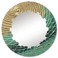 thumbnail image 2 of Designart "Surreal Spirals Gold Green Elegance" Abstract Spirals Round Wall Mirror - Modern Oval Printed Decorative Oversized Mirror - Multiple Color Options, 2 of 4