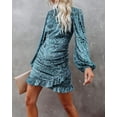 thumbnail image 4 of POINTERTECK European Wind Autumn And Winter New Velvet Burn Flowers Temperament Ruffle Irregular Fashion Dress, 4 of 4
