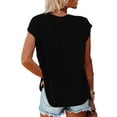 thumbnail image 2 of Uhndy Daisy Flower Print Women T-Shirt O Neck Short Sleeve Casual Tees Women Summer Trendy Shirt Female Loose Tops Black XL, 2 of 3
