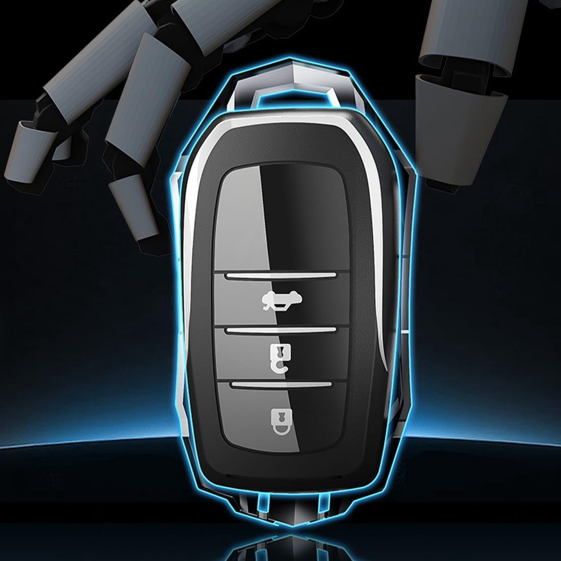 Zinc Alloy Car Key Fob Case Cover Holder Shell Compatible for Toyota 4Runner Avalon C-HR Camry Corolla Fortuner Highlander Levin RAV4 LE Sequoia Sienna Tacoma Tundra Yaris with Keychain