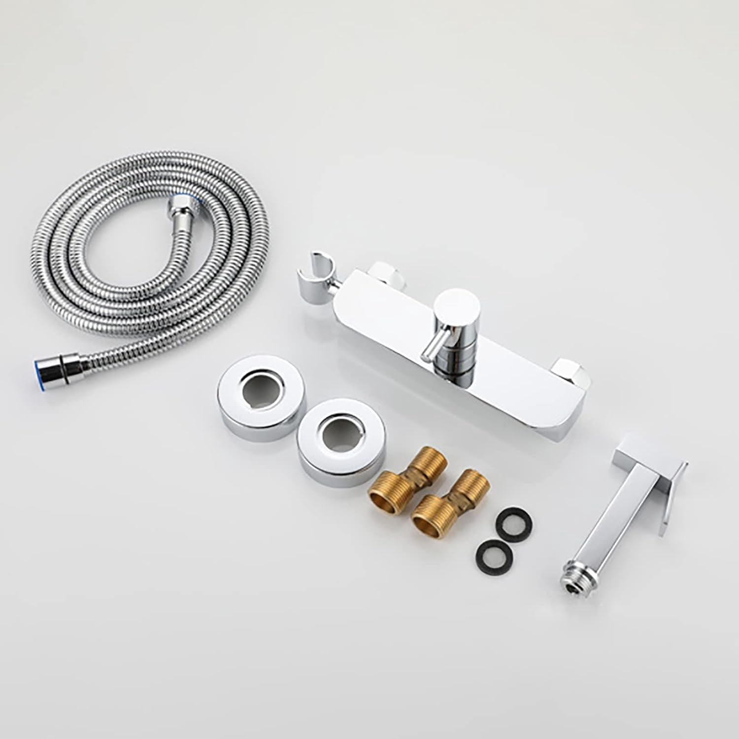 Handheld Bidet Sprayer for Toilet, Chrome Brass Bathroom Cloth Diaper Sprayer Set with Cold and Hot Water, Wall Mounted Toilet Bidet Sprayer Kit for Bathing Pets,Stainless Steel Hose