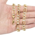 thumbnail image 4 of Nuragold 10k Real Yellow Gold Solid Figaro Link 9.5mm Diamond Cut Pave Chain Bracelet (8"-9") Two Tone Italian Jewelry for Men, 4 of 9
