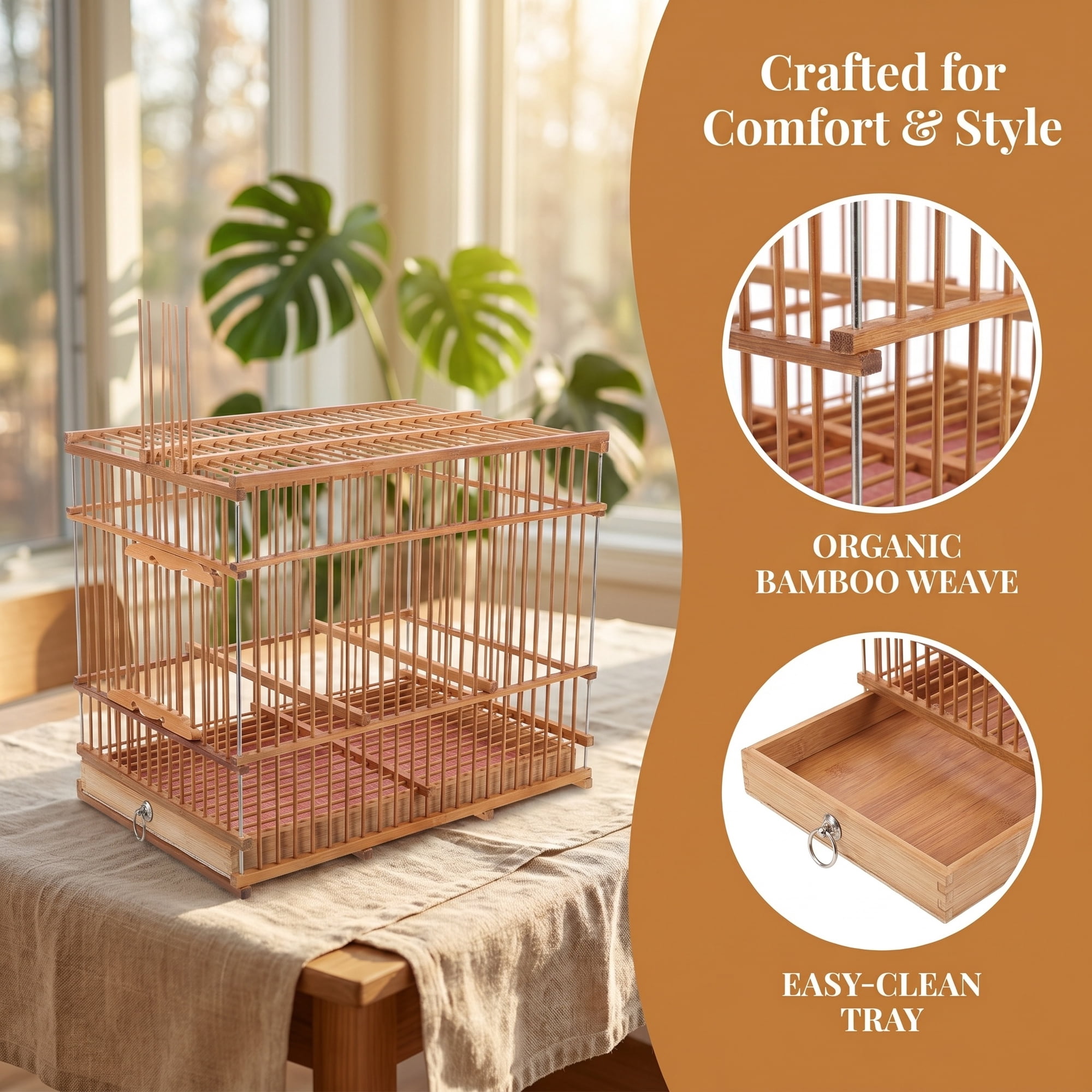 ORDDIART Hollow Bird Cage Portable Travel Carrier for Small Parakeets