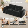 thumbnail image 4 of FFH 80" Boneless Loveseat Sofa, Velvet 2-Seater Sectional Sofa Cloud Couch for Living Room, Black, 4 of 12