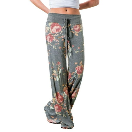 

Womens Comfy Stretch Pajamas Pants Casual Loose High-Waist Drawstring Wide-Leg Sleepwear Palazzo Loungwear for Women