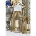 thumbnail image 2 of DecMode Gold Metal Decorative Candle Lantern with Handle, 2 of 8