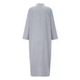 thumbnail image 3 of Aayomet Spring Dress Women Stripe Cotton And Linen Shirt Dress Casual Loose Maxi Dresses,Gray L, 3 of 5